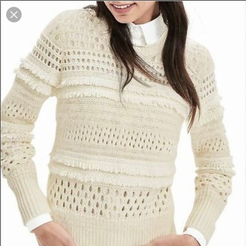 Banana Republic Cotton Fringe Mesh Cocoon Sweater